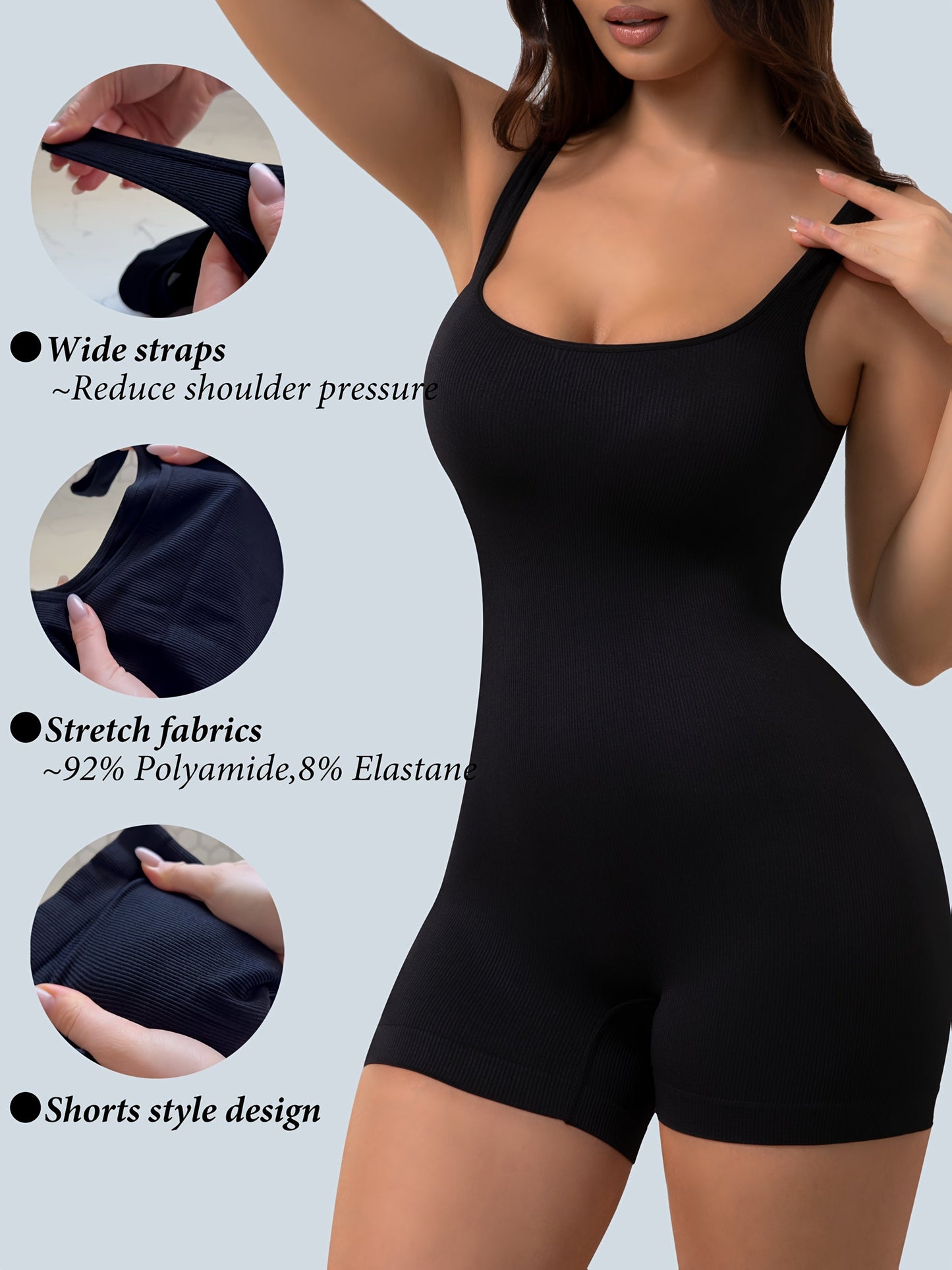 Women's Seamless Shapewear Bodysuit - Shorts-Style Full Body Shaper