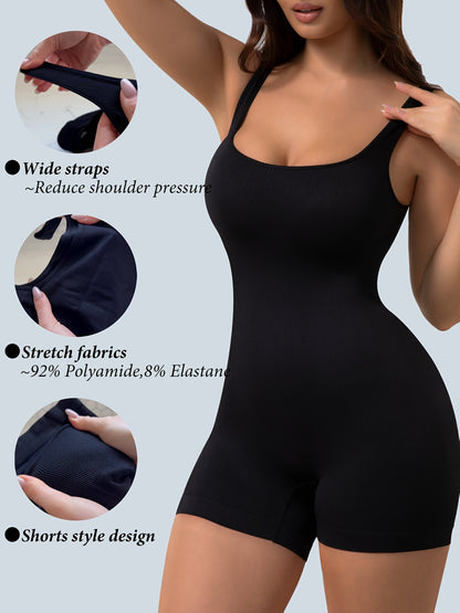 Women's Seamless Shapewear Bodysuit - Shorts-Style Full Body Shaper