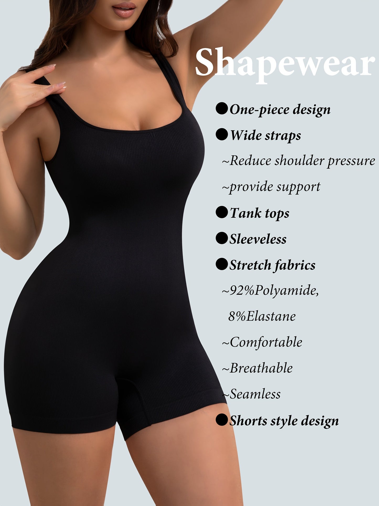 Women's Seamless Shapewear Bodysuit - Shorts-Style Full Body Shaper