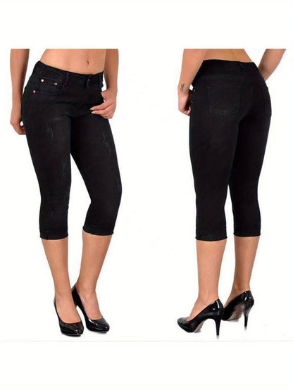 Women's Black Denim Slim-Fit Jeans - product view 10