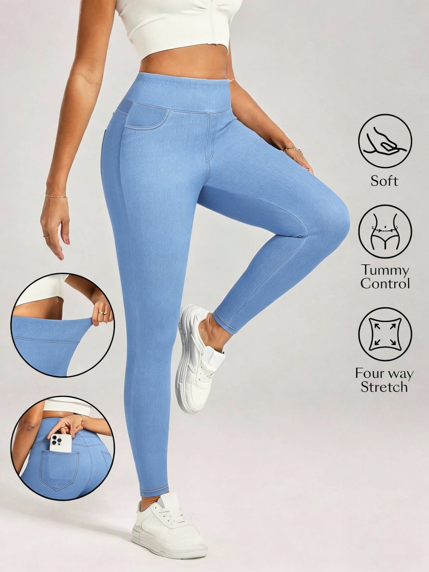 Women's Sky Blue Denim High-Waist Jeans - product view 9