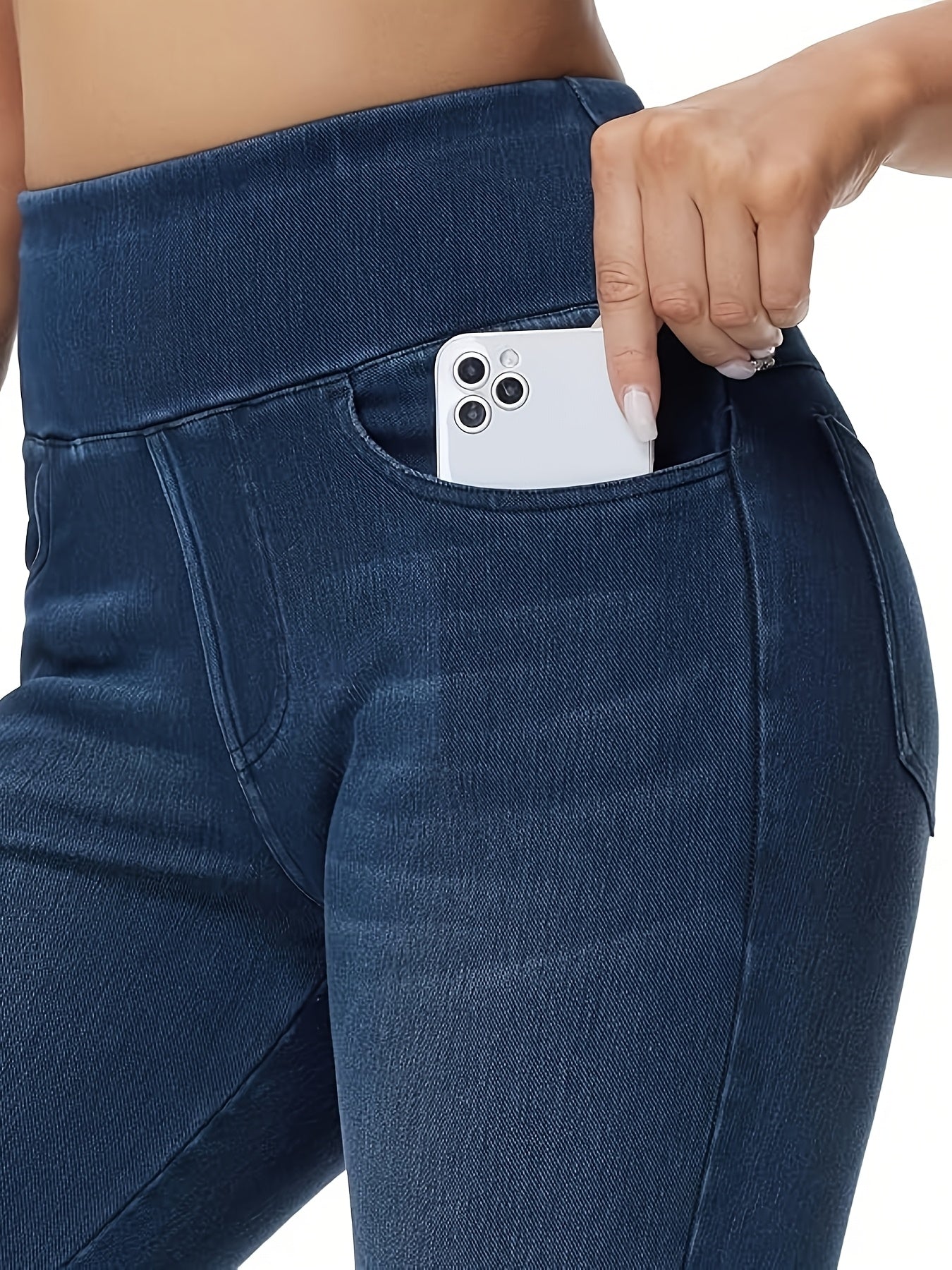 Women's Slim Fit Jeans - High Waist Four-Pocket Stretch detail image - detail view 12
