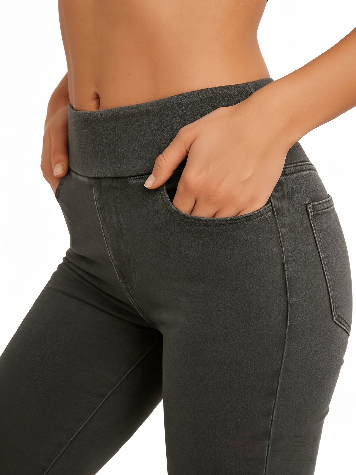 Women's Slim Fit Jeans - High Waist Four-Pocket Stretch detail image - detail view 14