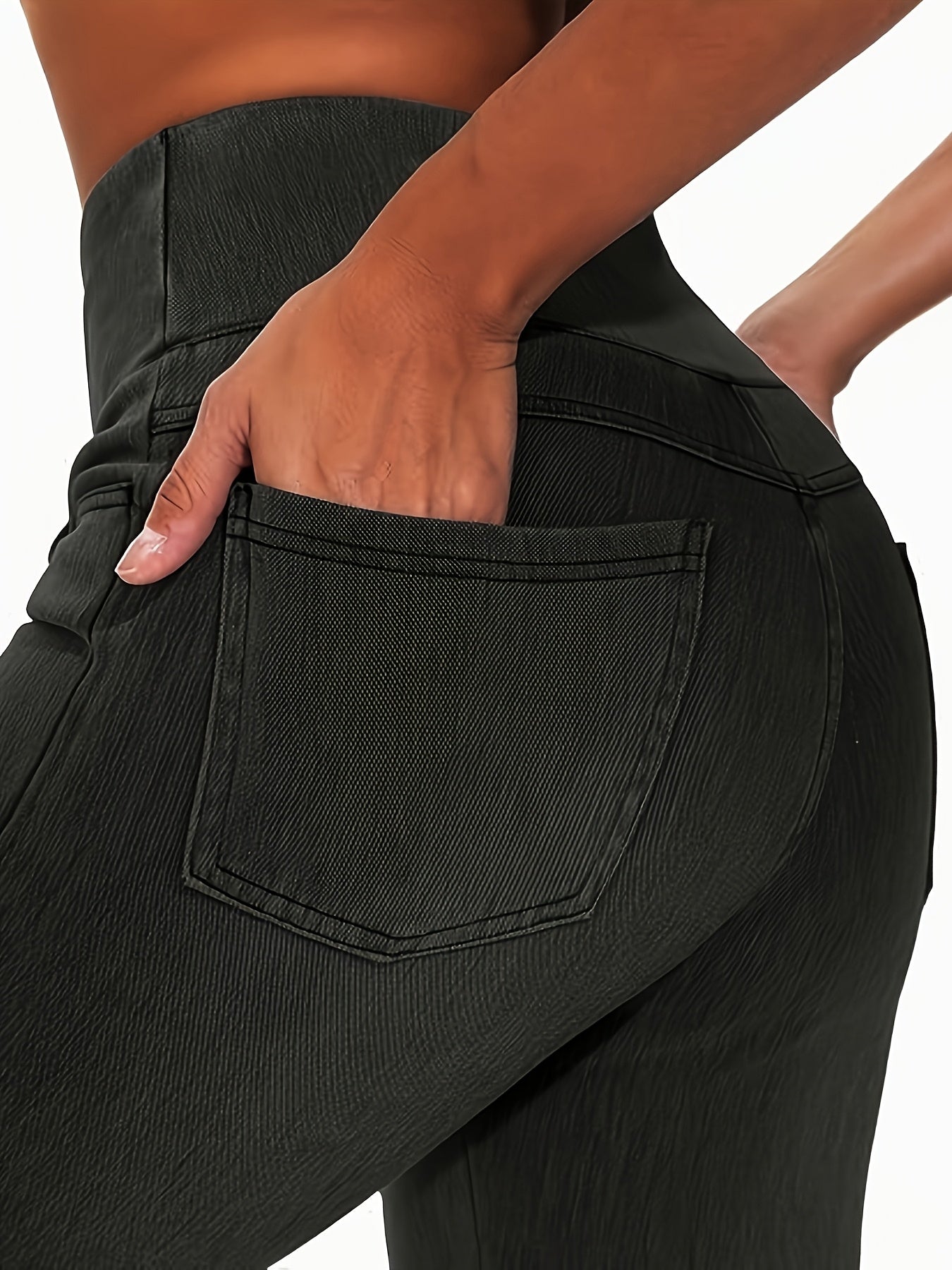 Women's Slim Fit Jeans - High Waist Four-Pocket Stretch detail image - detail view 5