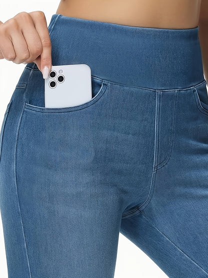 Women's Light Blue Denim High-Waist Slim-Fit Jeans - product view 8