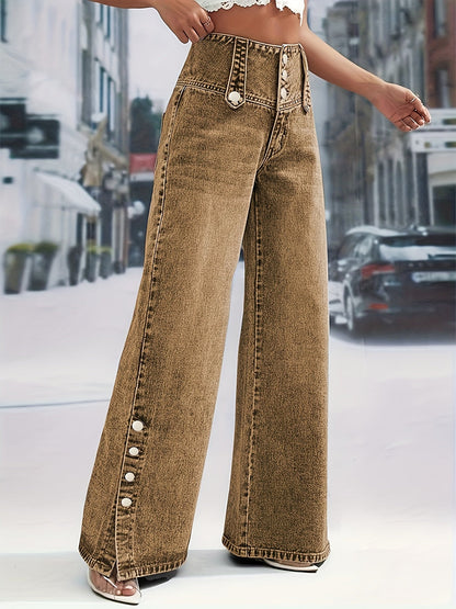 Women'S Light Blue Denim with a High Waist And Snowflake Pattern Featuring a - product view 14