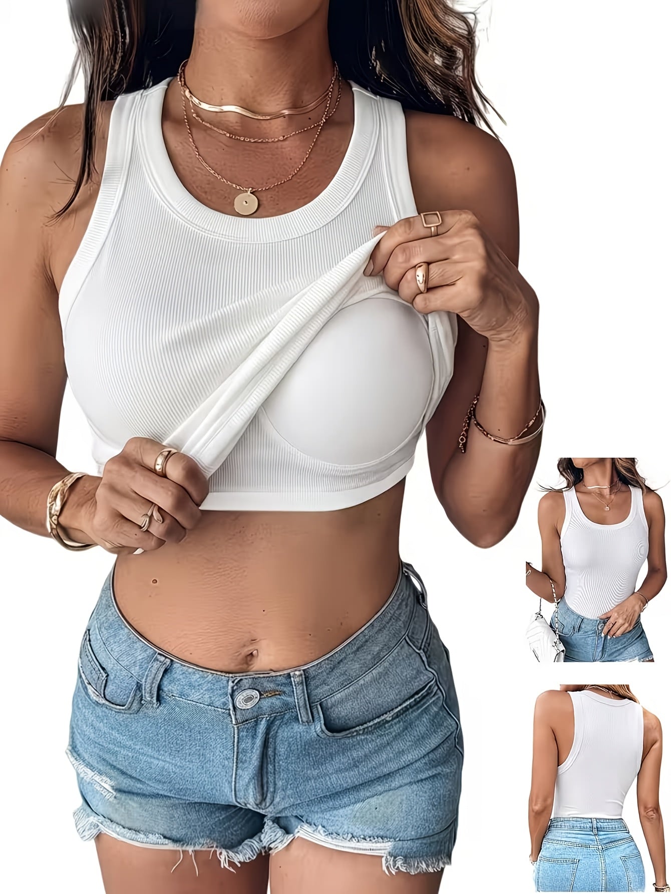 Women's Green Polyester Sleeveless Tank Top - product view 19