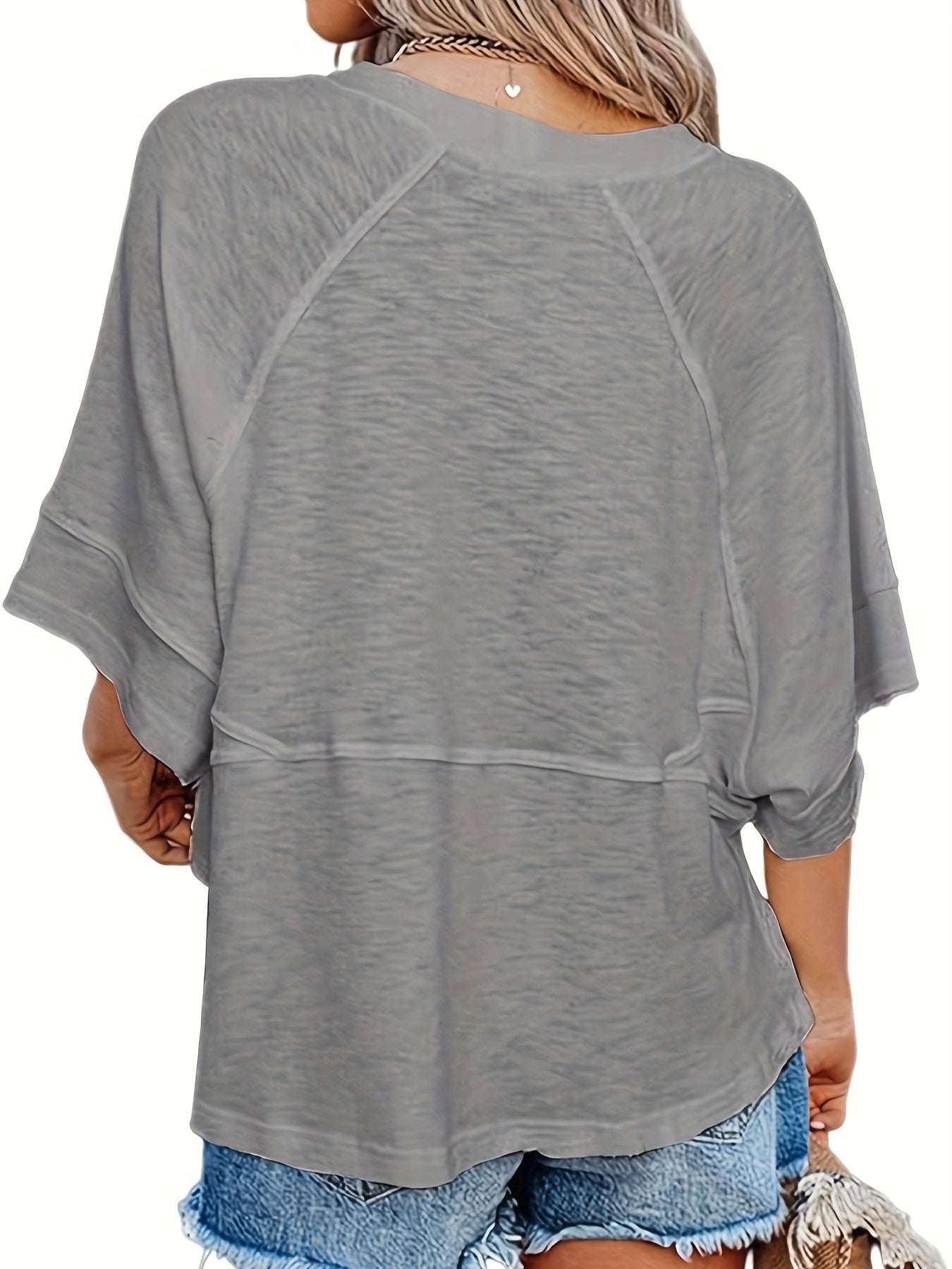 Women's Solid Color T-Shirt - Crew Neck Half Sleeve detail image - detail view 13