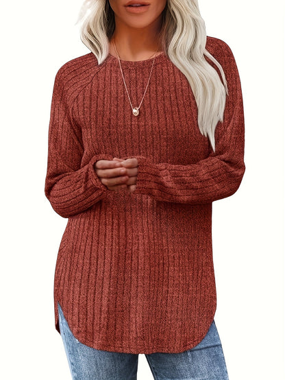 Women's Solid Color T-Shirt - Long Sleeve 479333 detail image - detail view 3
