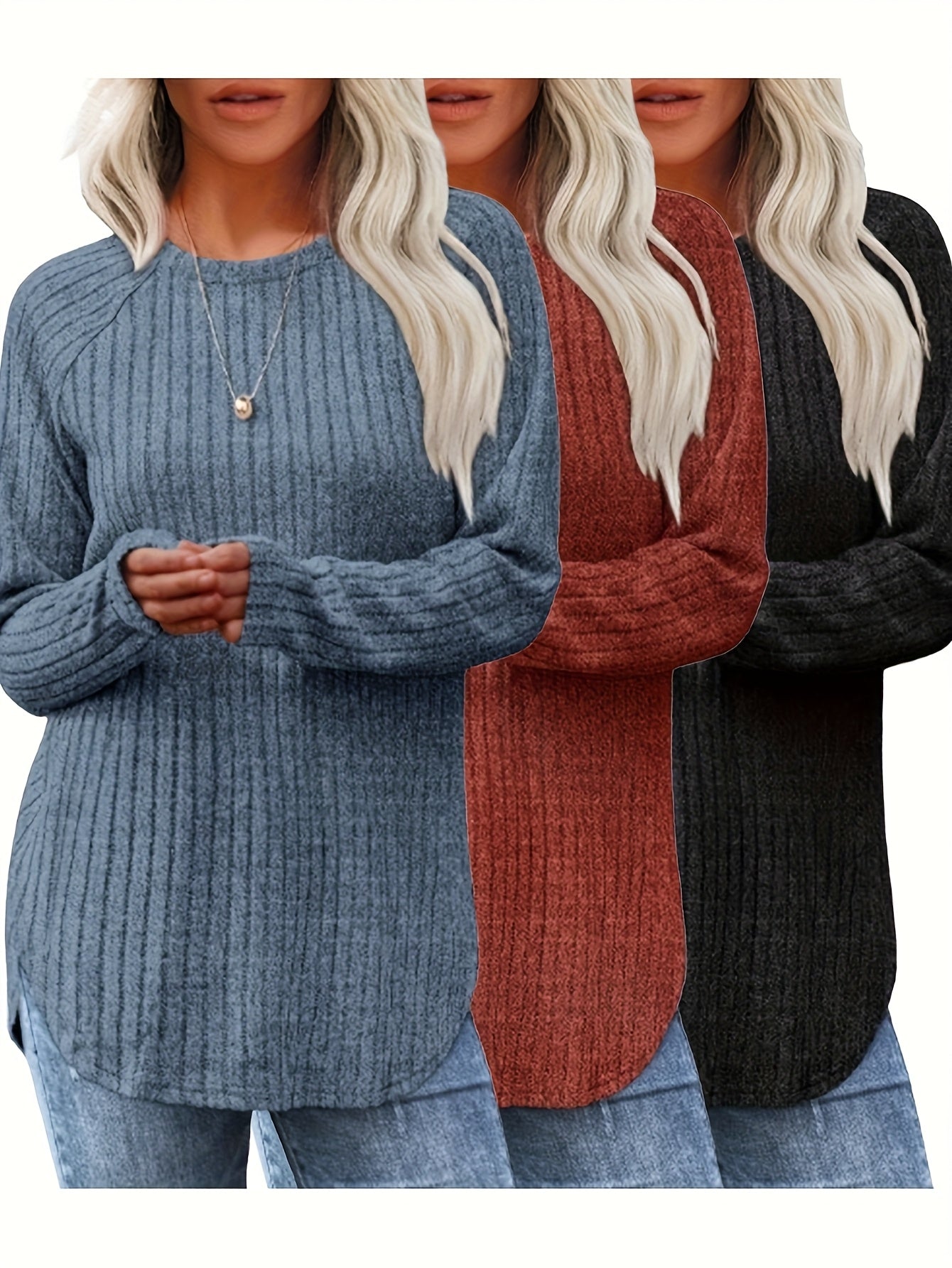Women's Solid Color T-Shirt - Long Sleeve 479333 detail image - detail view 5