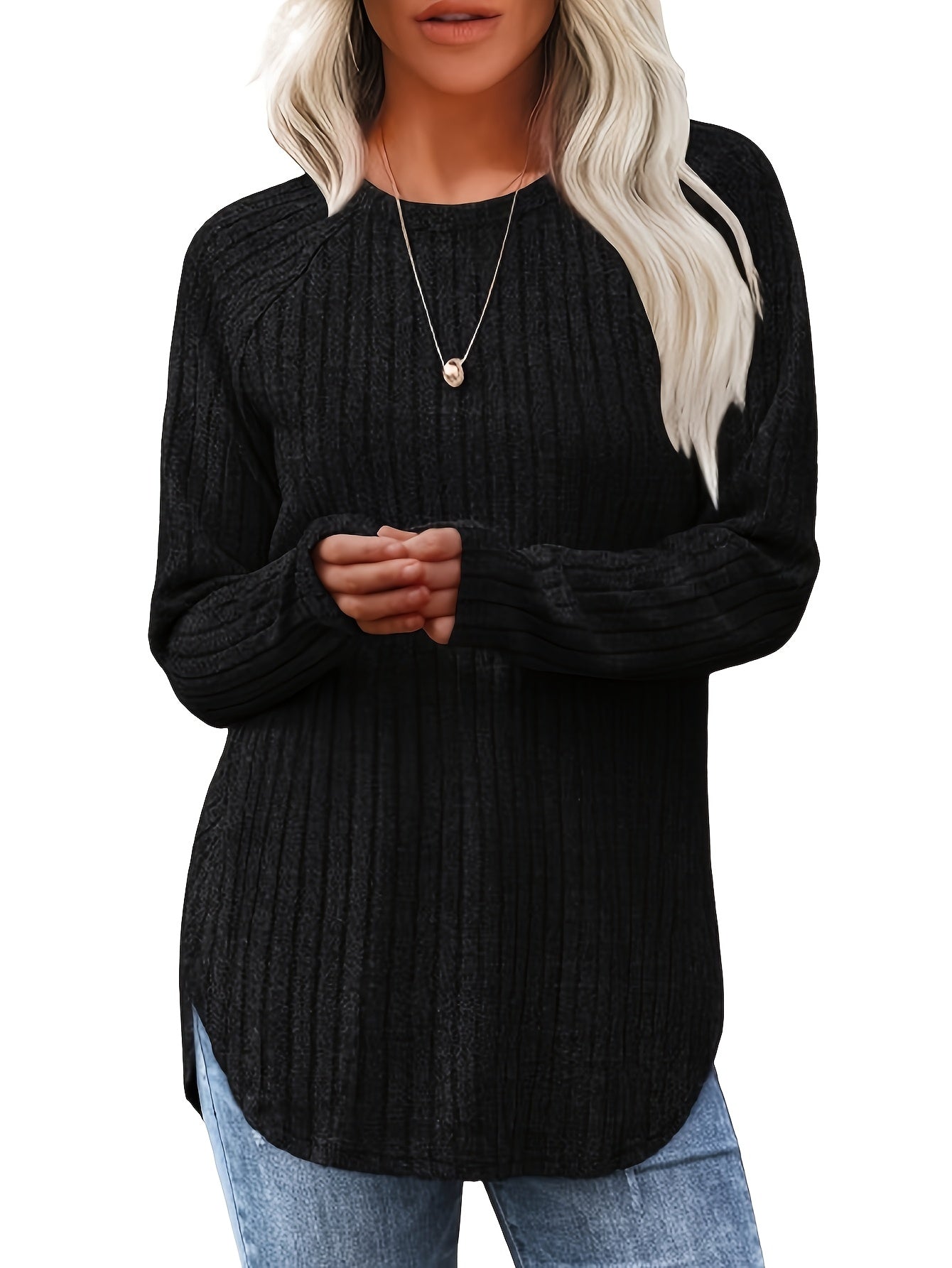 Women's Solid Color T-Shirt - Long Sleeve 479333 detail image - detail view 6
