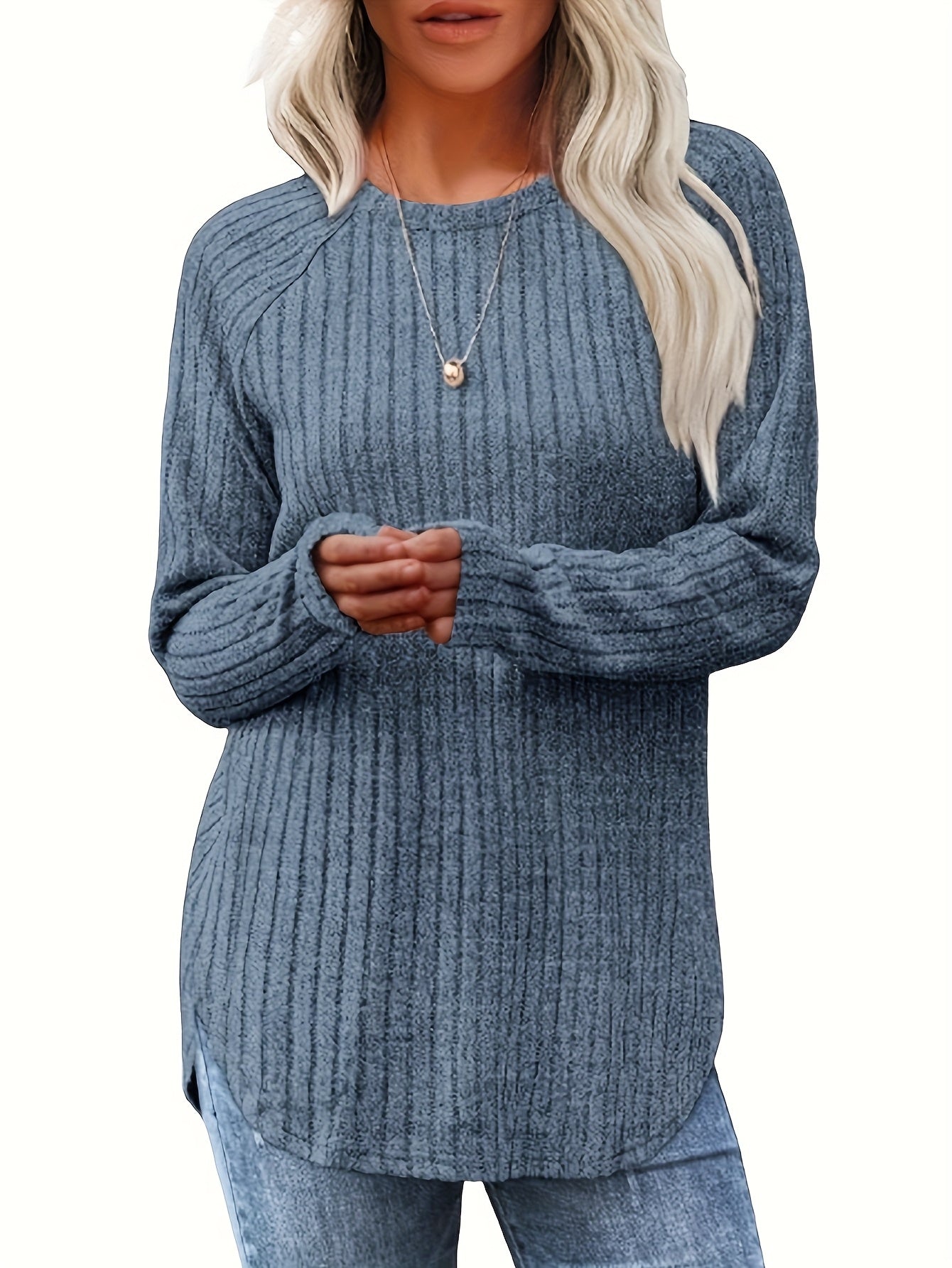 Women's Solid Color T-Shirt - Long Sleeve 479333 detail image - detail view 8