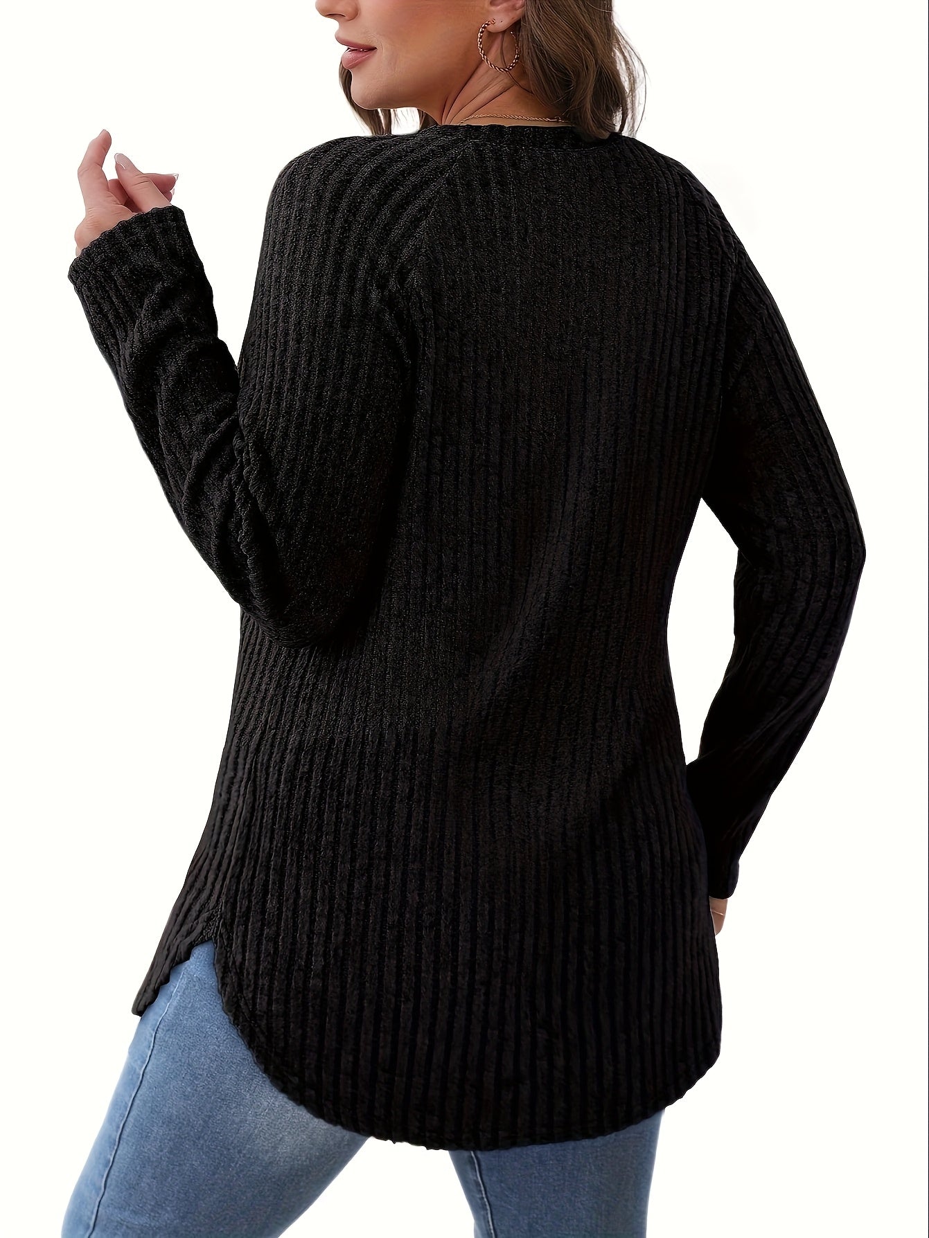 Women's Solid Color T-Shirt - Long Sleeve 479333 detail image - detail view 9
