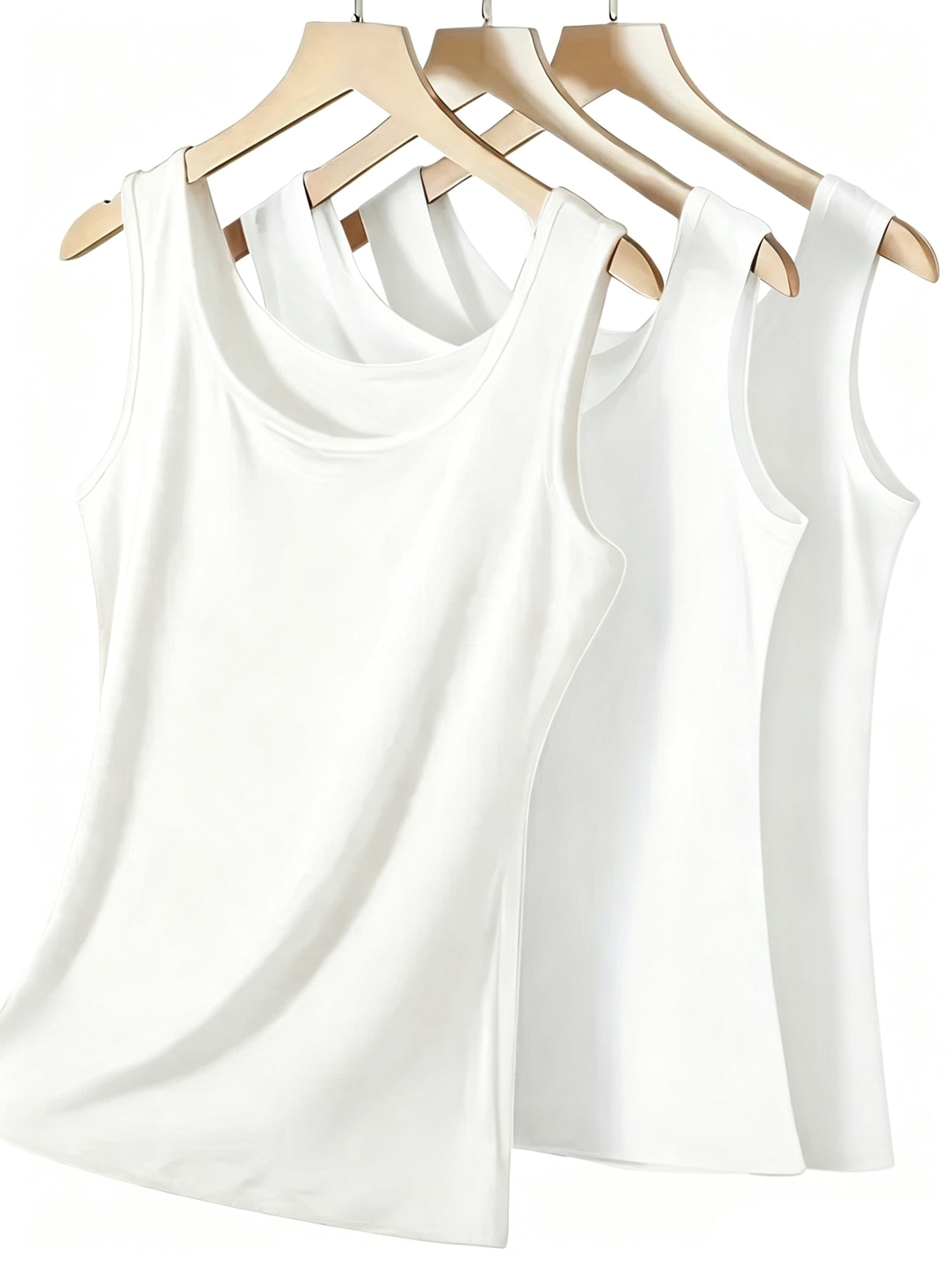 Women's Solid Color Tank Top - 3-Pack Classic Neck Style 707237 detail image