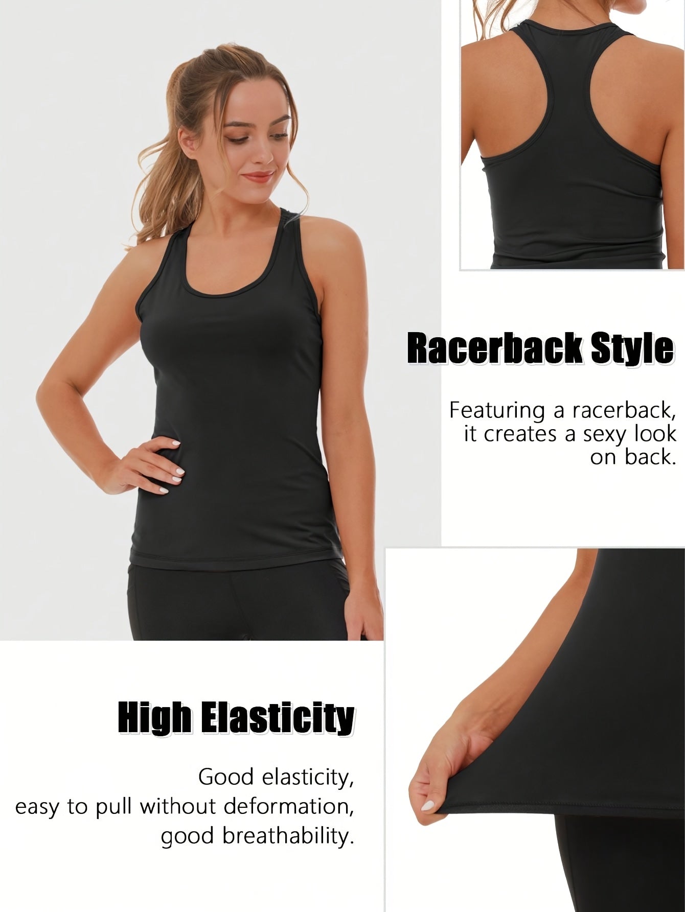 Women's Solid Color Tank Top - 5-Pack Crew Neck Sleeveless detail image - detail view 5