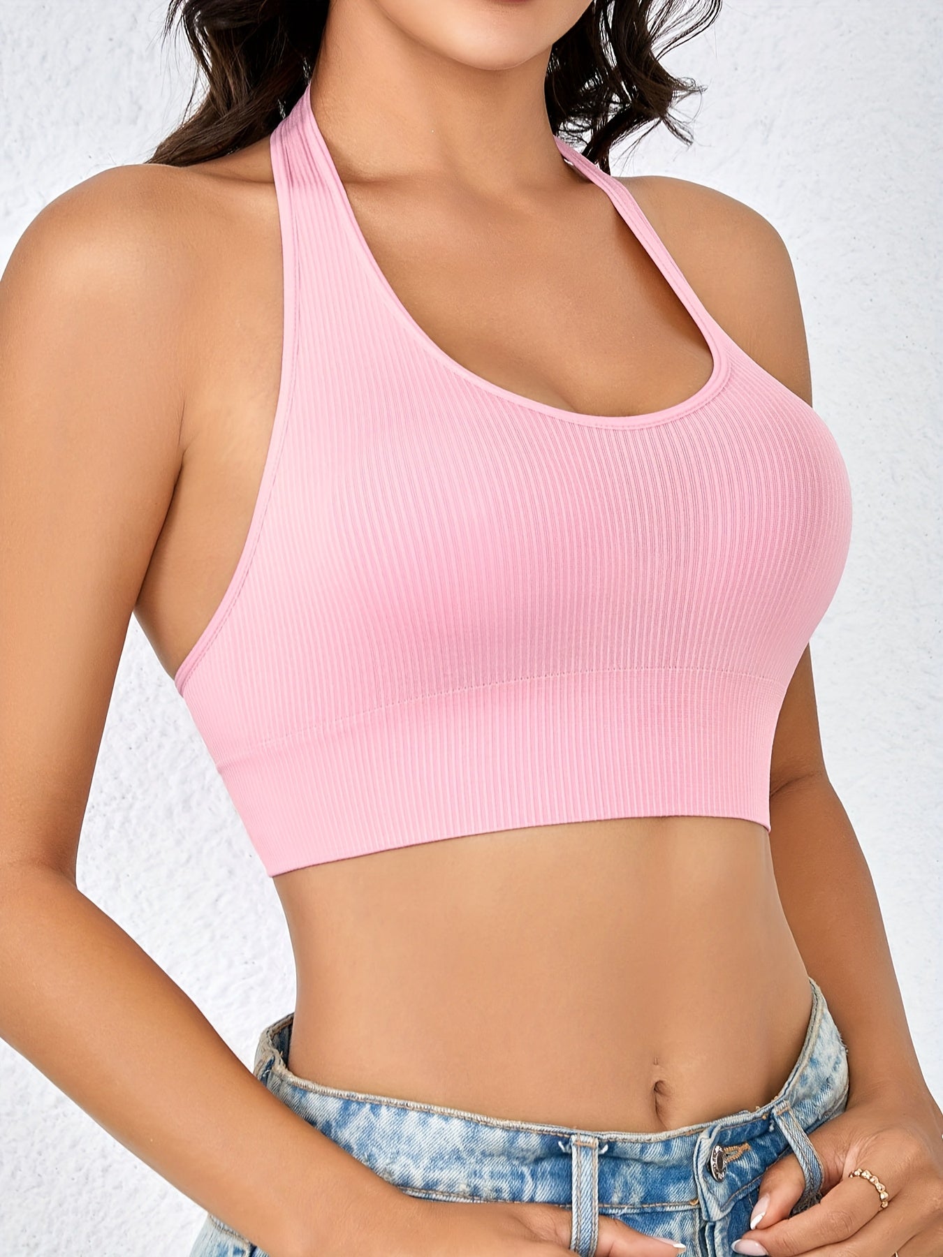 Women's Solid Color Tank Top - Halter Neck Sleeveless