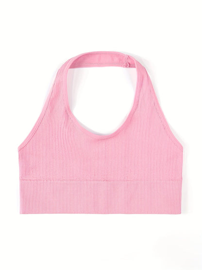 Women's Solid Color Tank Top - Halter Neck Sleeveless