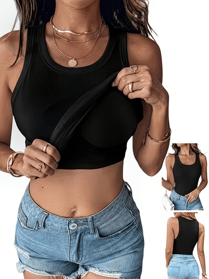 Women's Solid Color Tank Top - Sleeveless Style 3893