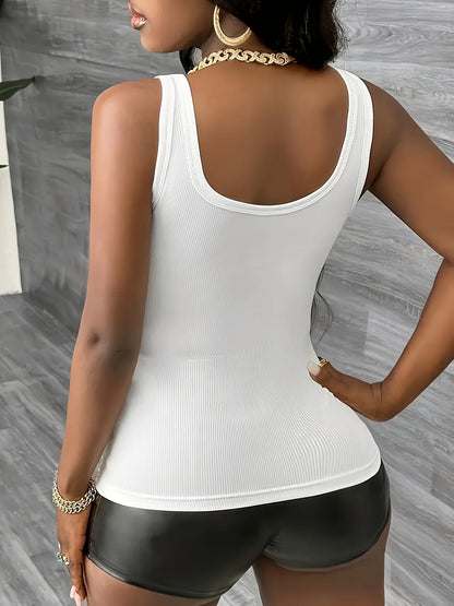 Women's Solid Color Tank Top - V-Neck Sleeveless