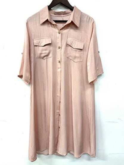 Women's Solid Midi Casual Dress - Button Front Easy Styling detail image - detail view 6