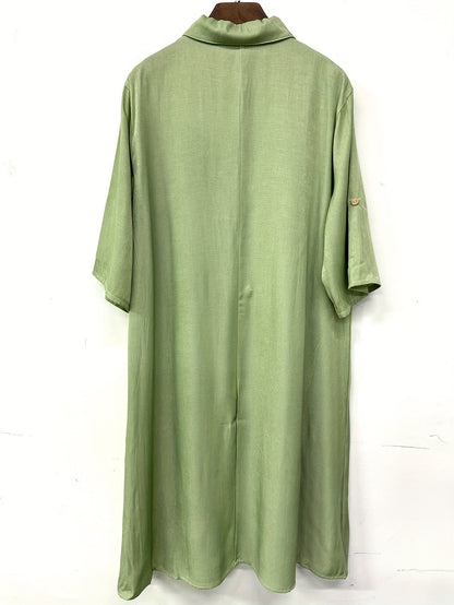Women's Solid Midi Casual Dress - Button Front Easy Styling detail image - detail view 7