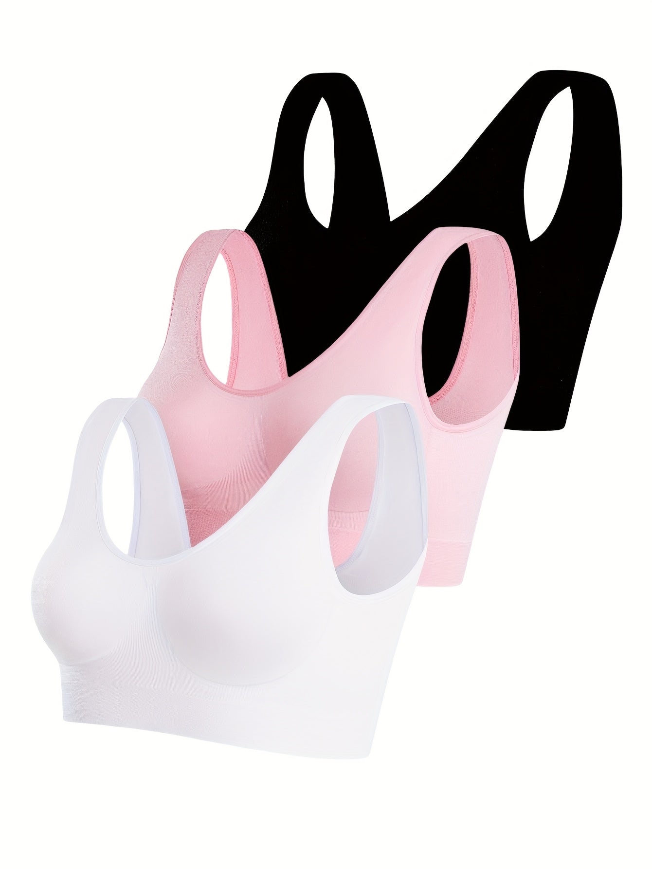 Women's Sports Bra - 3-Pack Ribbed, Soft Support