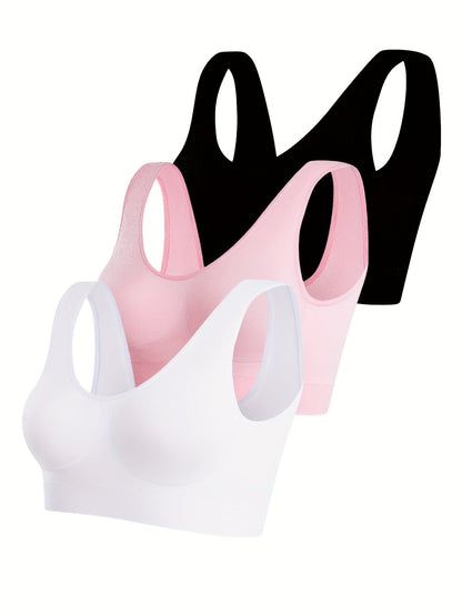 Women's Sports Bra - 3-Pack Ribbed, Soft Support