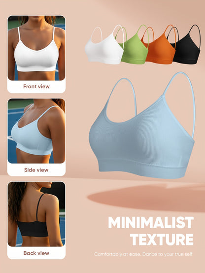 Women's Sports Bra - 5-Pack Removable Pads, High Support