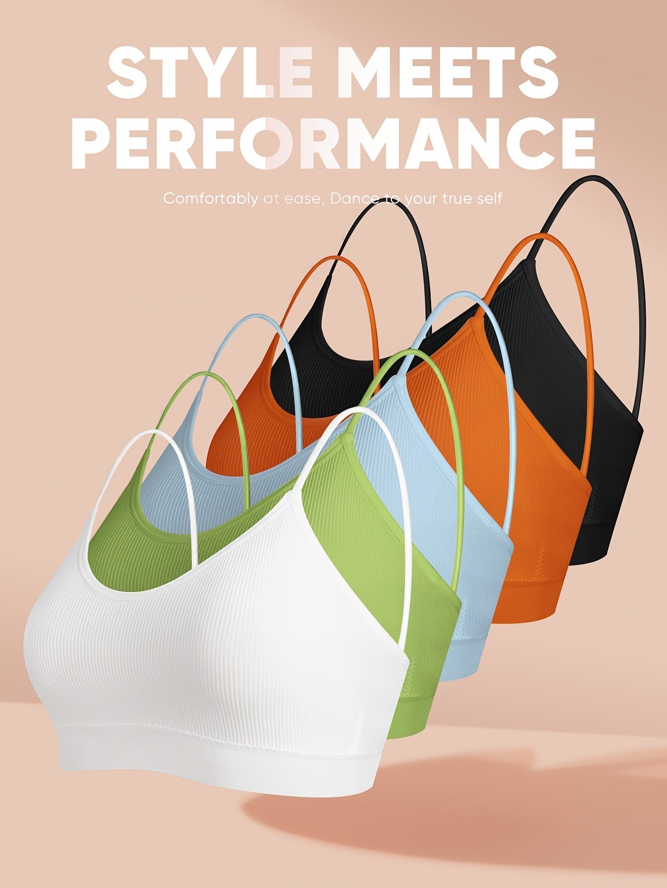 Women's Sports Bra - 5-Pack Removable Pads, High Support