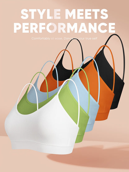 Women's Sports Bra - 5-Pack Removable Pads, High Support
