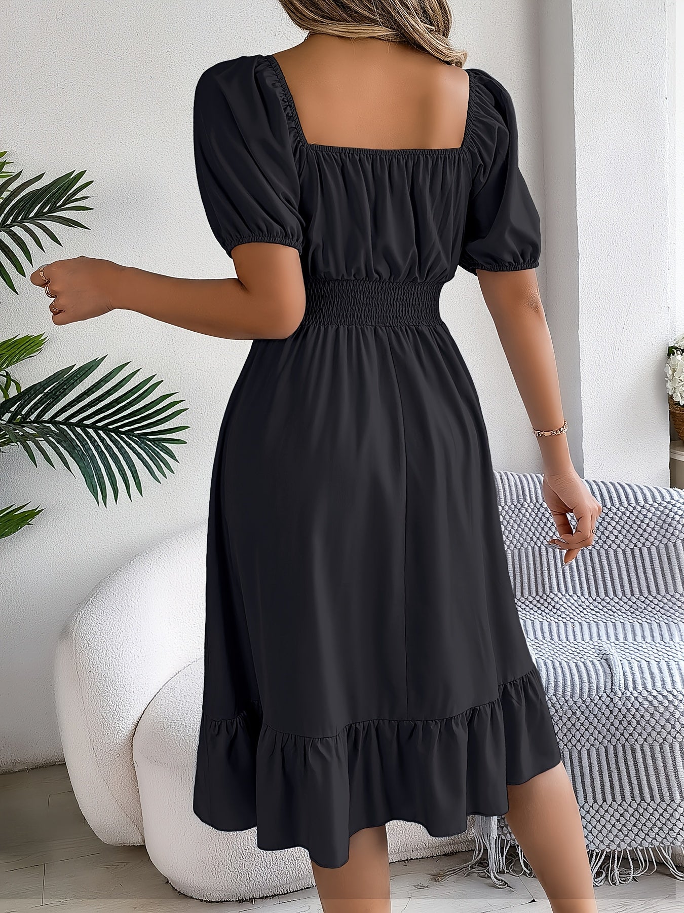Women's Square Neck A-Line Dress – Easy Styling detail image - detail view 3