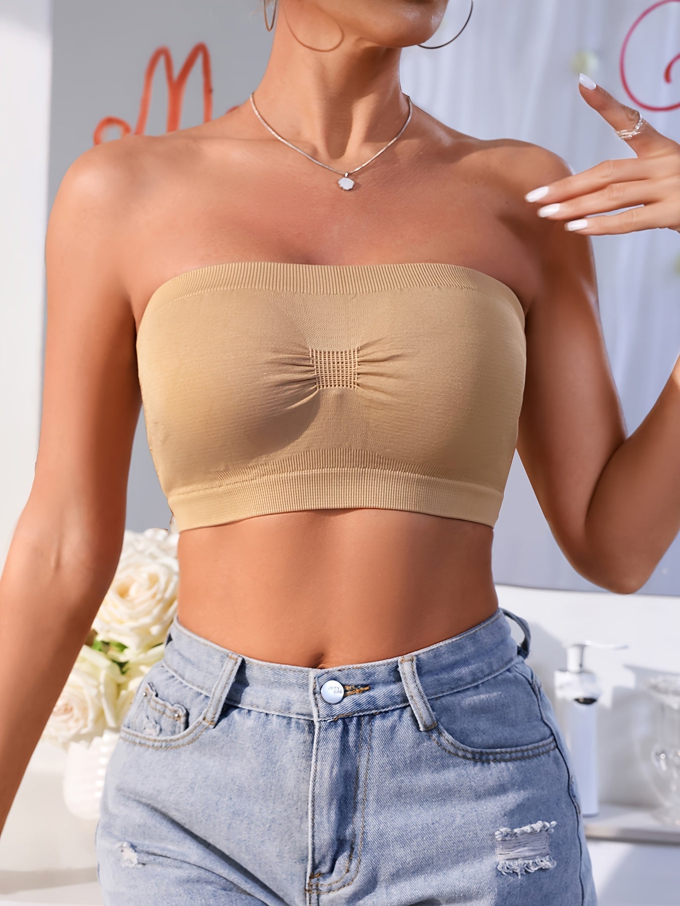 Women's Strapless Wireless Bra - Padded, Medium Support