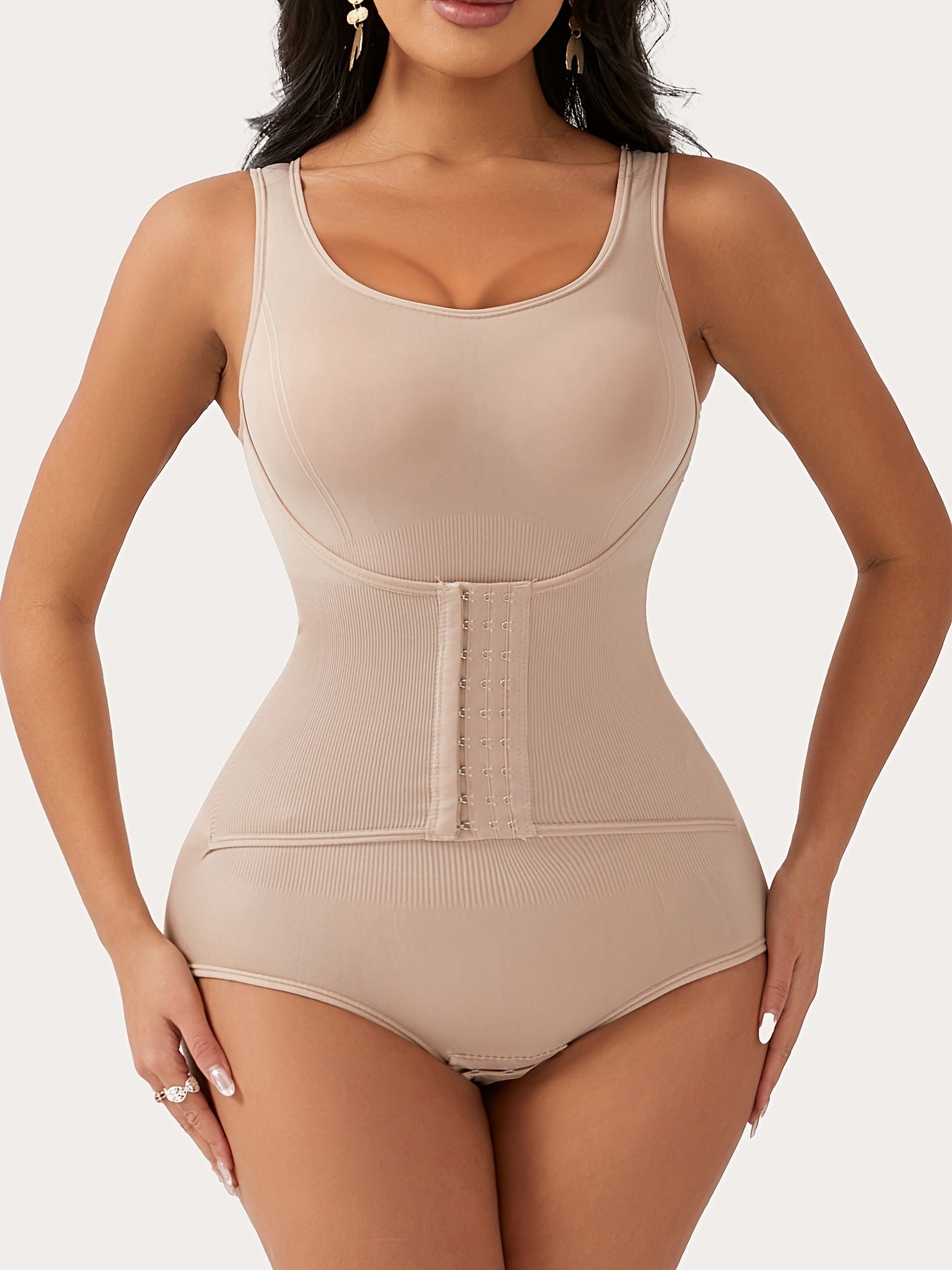 Women's Targeted Control Shapewear Bodysuit - Butt Lift Body Smoothing, Apricot