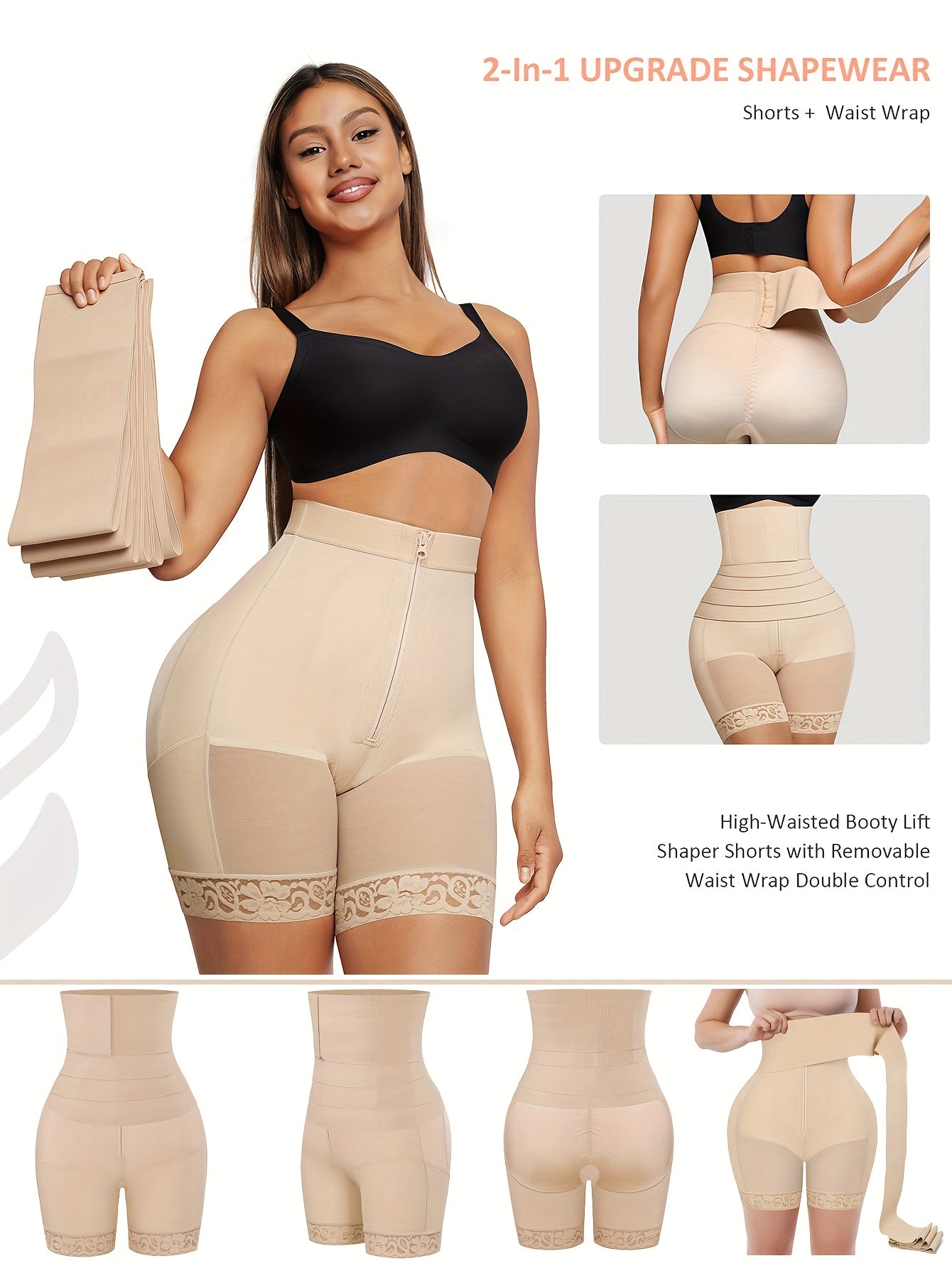 Women's Targeted Control Shapewear Bodysuit - Solid Color Body Smoothing, Black