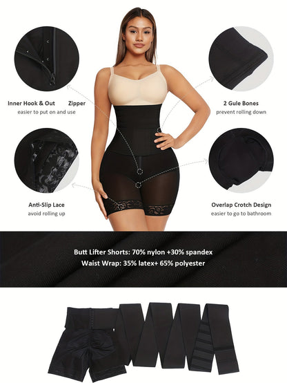 Women's Targeted Control Shapewear Bodysuit - Solid Color Body Smoothing, Black