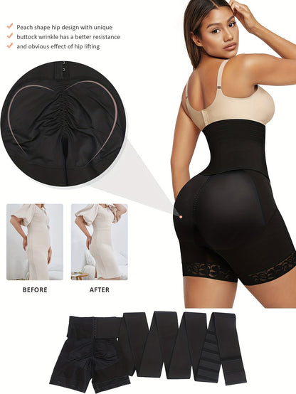 Women's Targeted Control Shapewear Bodysuit - Solid Color Body Smoothing, Black