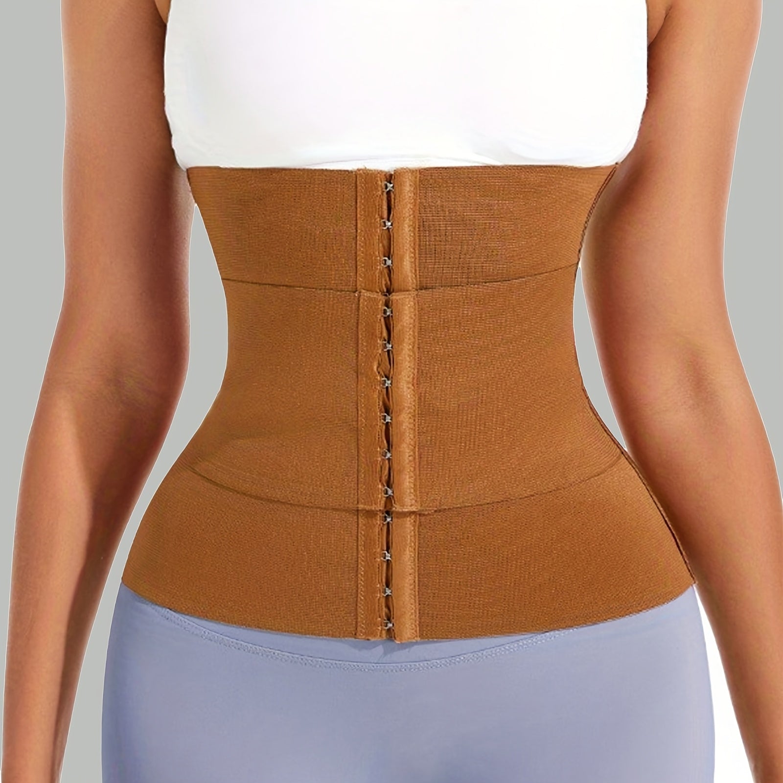 Brown Adjustable Hook and Eye Waist Trainer for Women Postpartum Support Tummy - product view 1