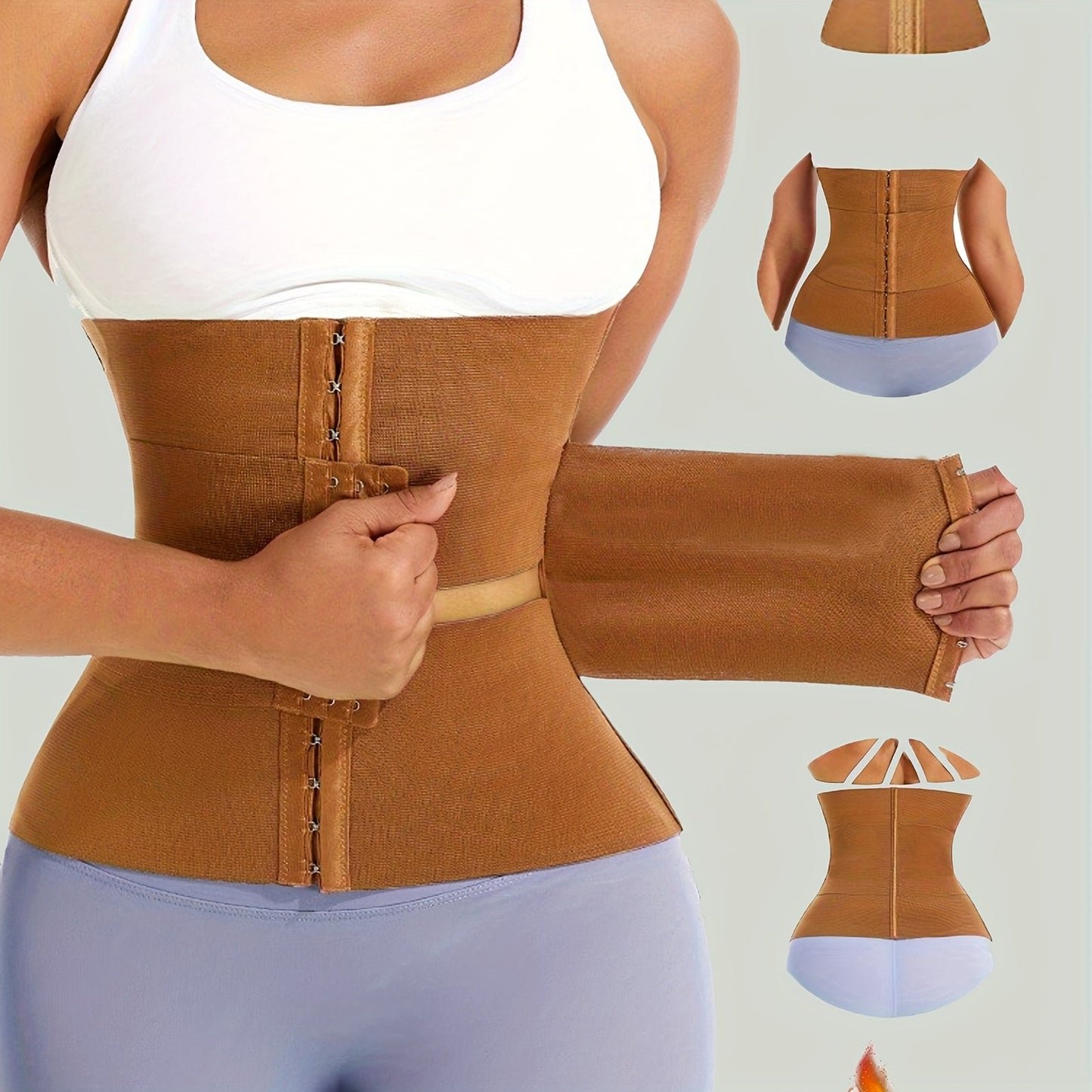Women's Targeted Control Waist Cincher - Belted Body Smoothing, Brown