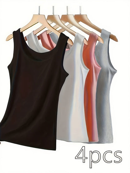 Women's Red + Yellow + Pink + Black Knit Sleeveless Tank Top - product view 12