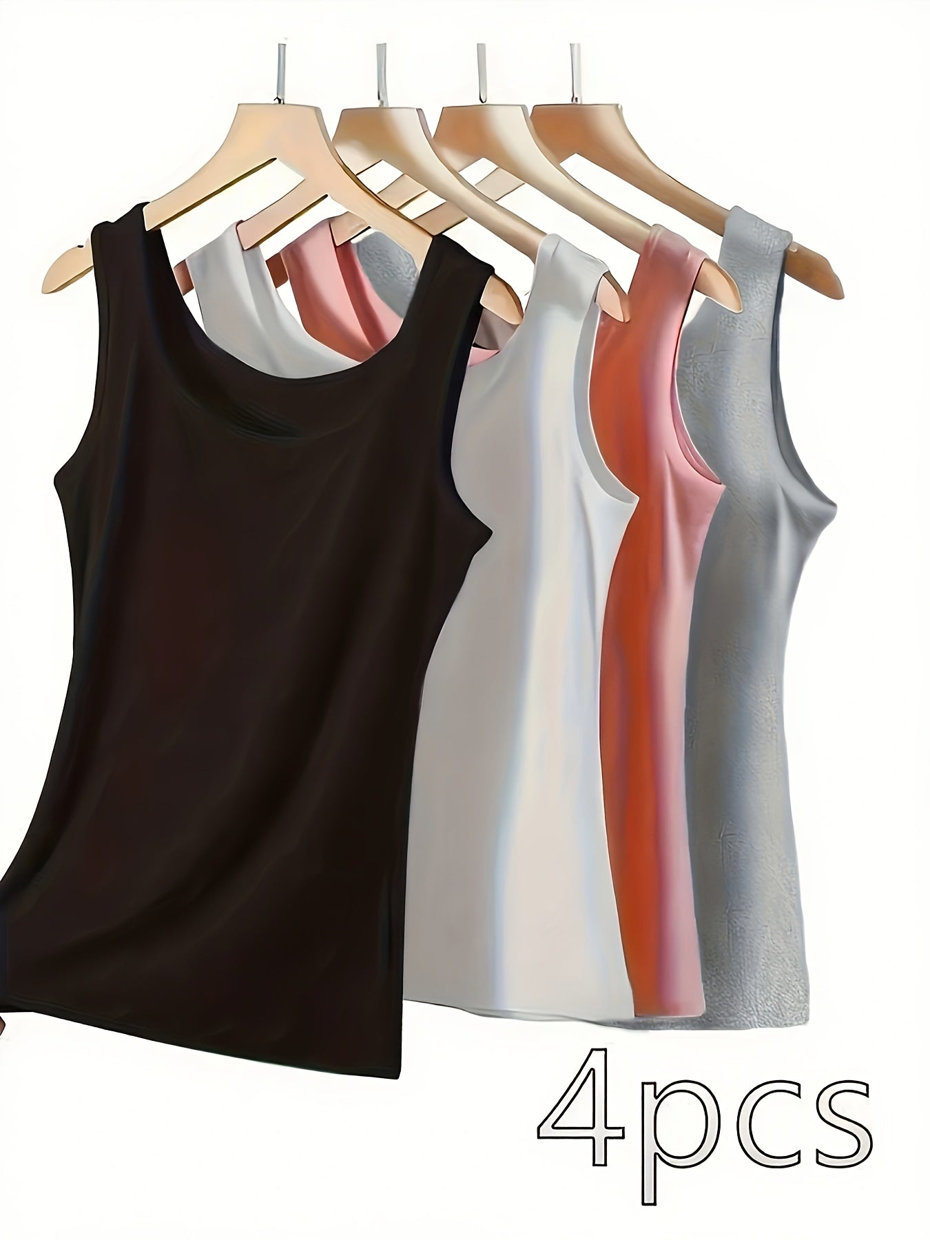 Women's Textured Tank Top - 4-Pack Classic Neck Style 045797