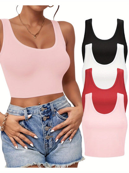 Women's Red+light Pink+black+white Sleeveless Outfit Set - product view 4