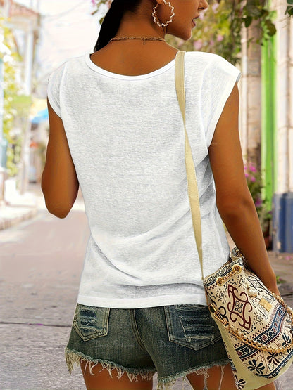 Women's Textured Tank Top - V-Neck Sleeveless detail image - detail view 6