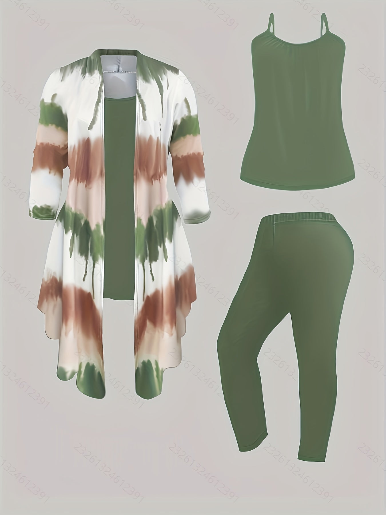 Women's Three-Piece Outfit Set - Knit Casual Matching Look detail image