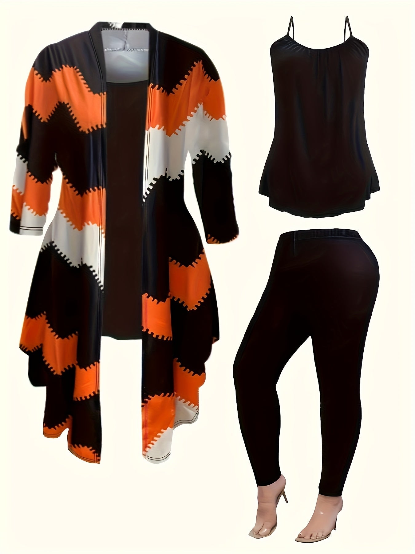 Women's Three-Piece Outfit Set - Knit Casual Matching Look detail image - detail view 8