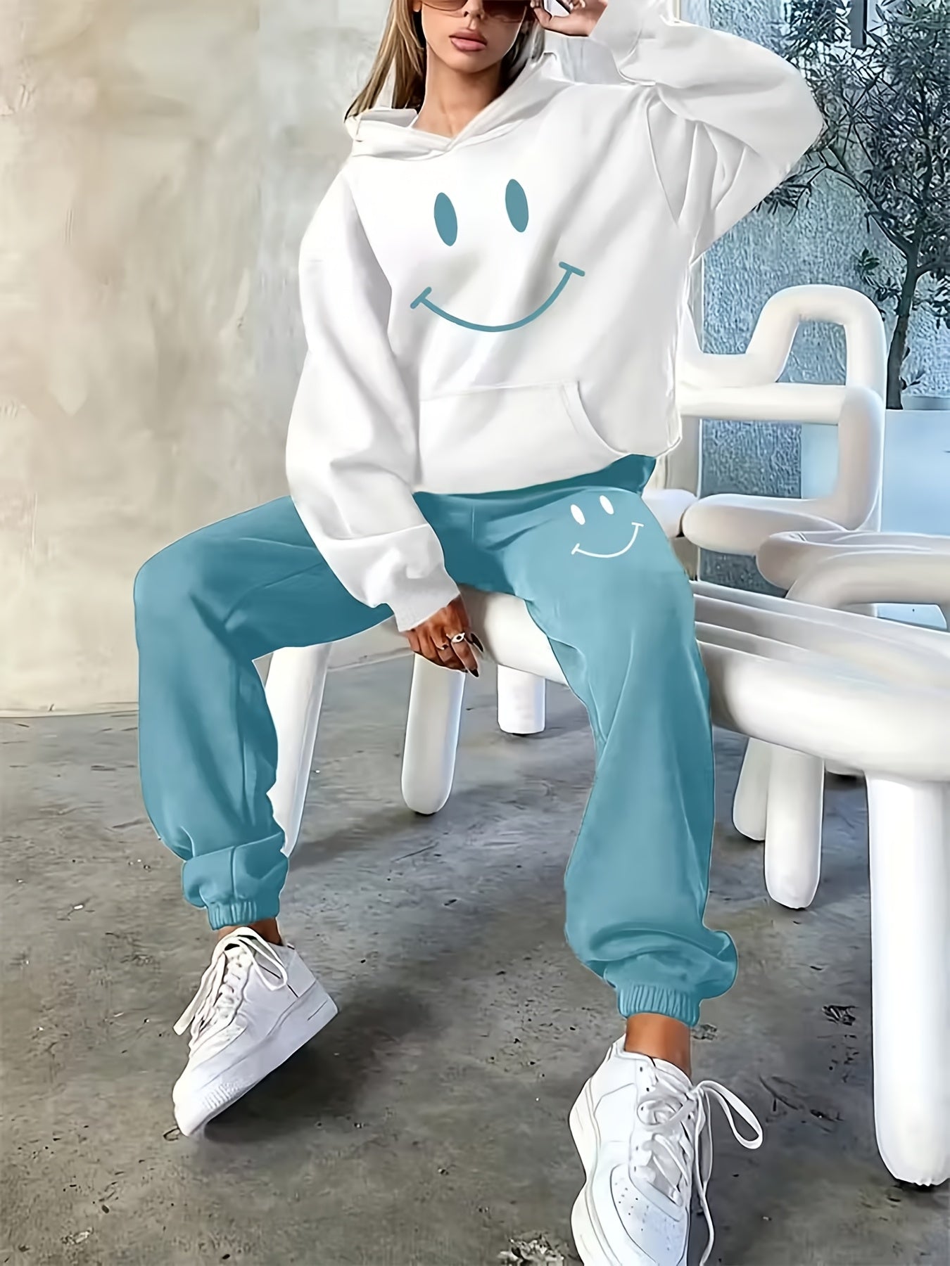 Women's Sky Blue Printed Sweatshirt - product view 9