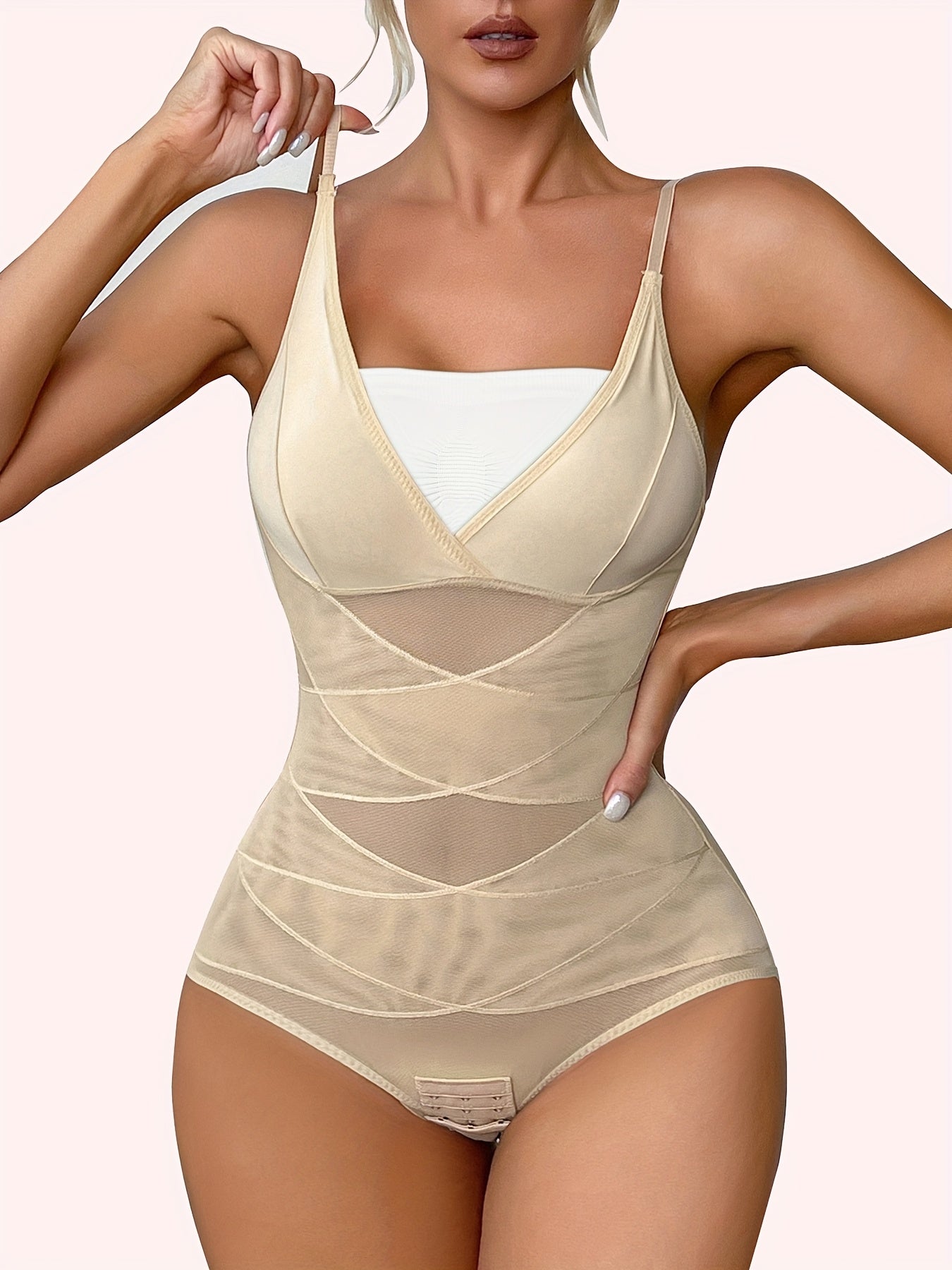 Women's Tummy Control Shapewear Bodysuit - V-Neck