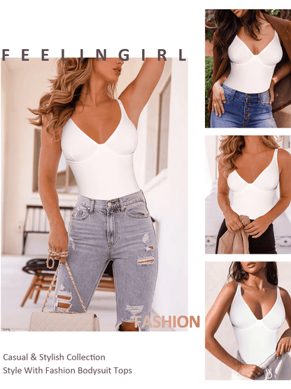 Women's Tummy Control Shapewear Bodysuit - V-Neck Style 9525