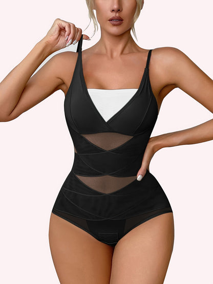 Women's Tummy Control Shapewear Bodysuit - V-Neck Style 9189