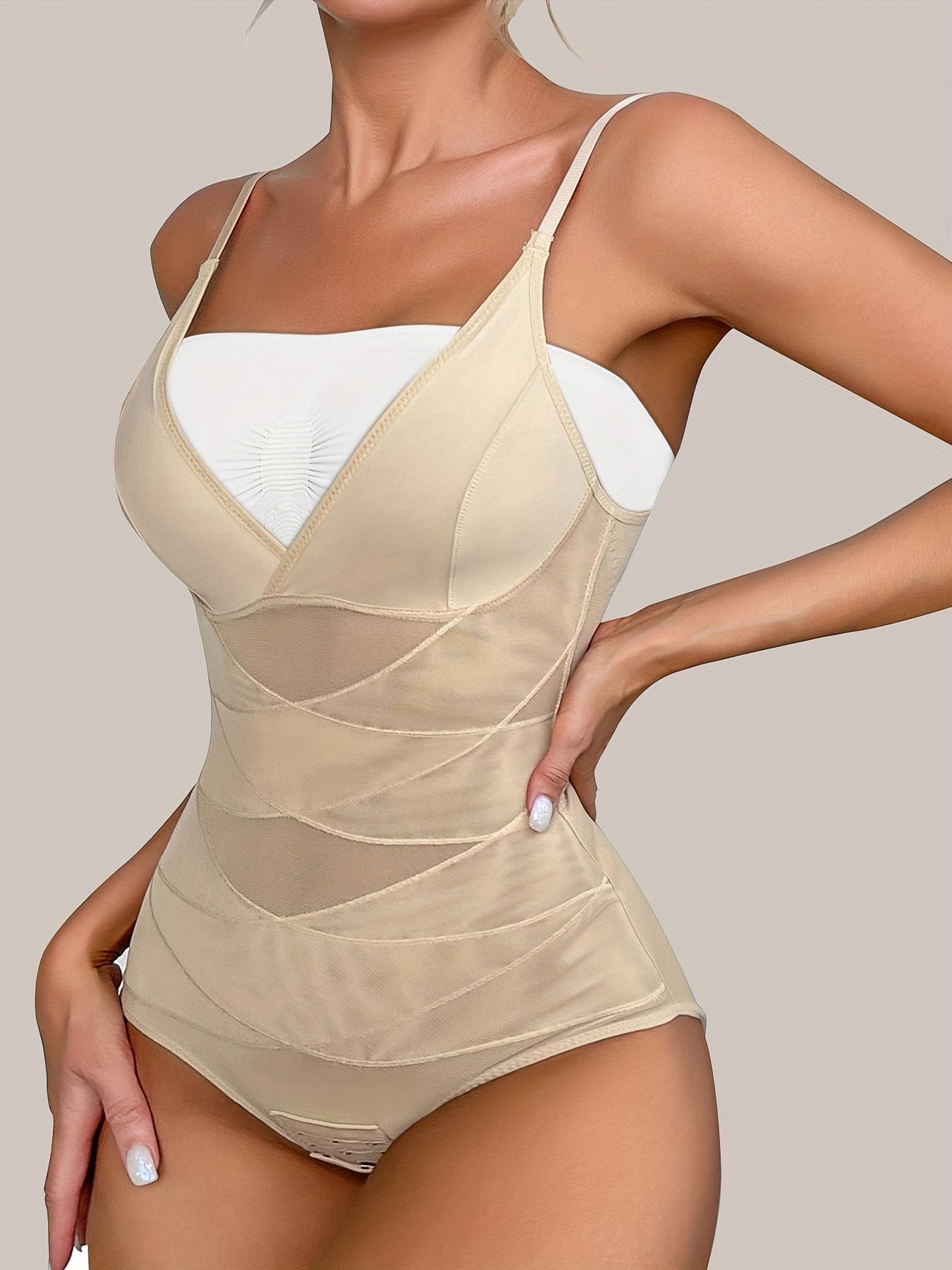 Women's Tummy Control Shapewear Bodysuit - V-Neck Style 9189