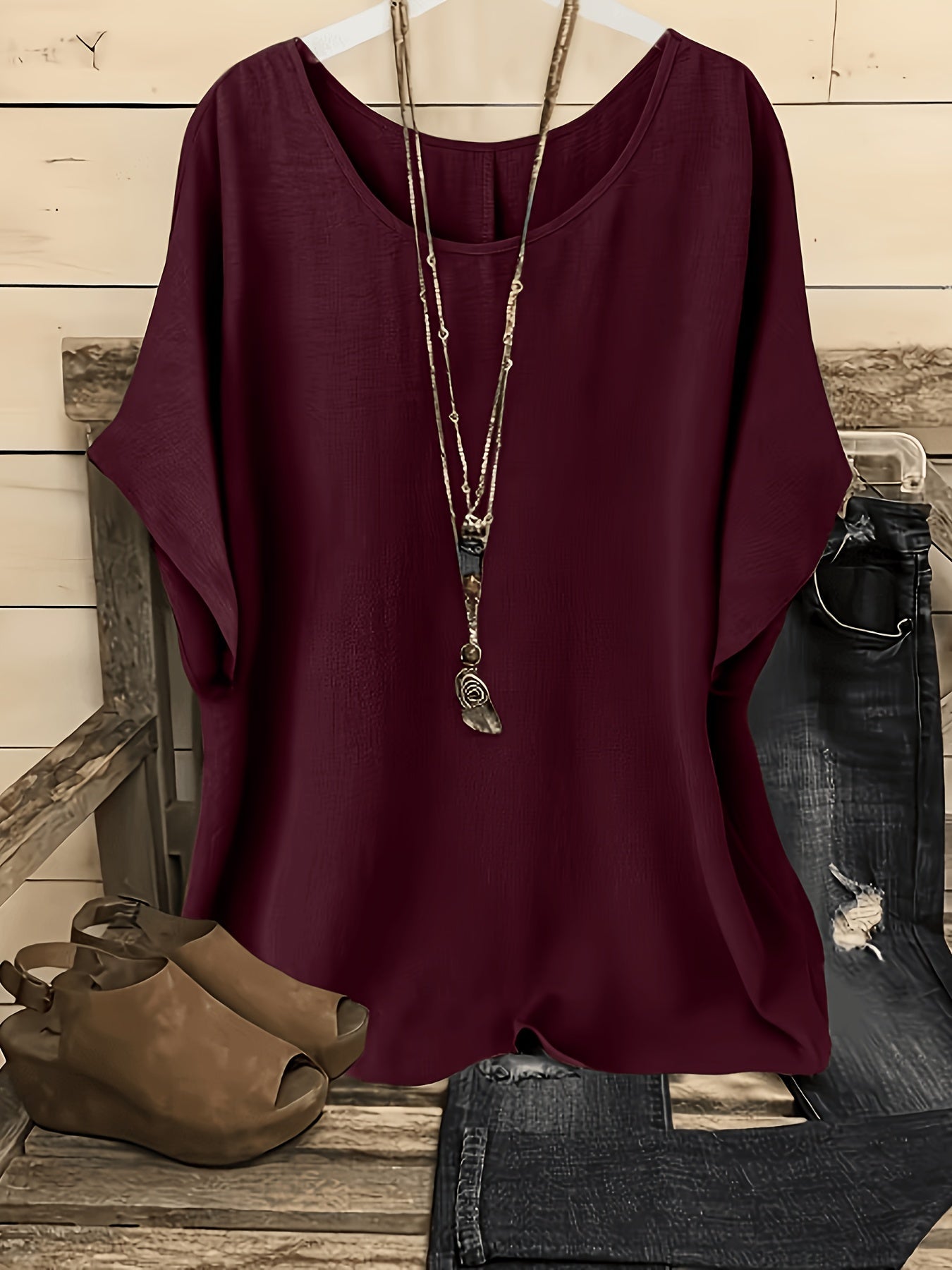 Women's Two-Piece Outfit Set - Short Sleeve 136101 detail image - detail view 9